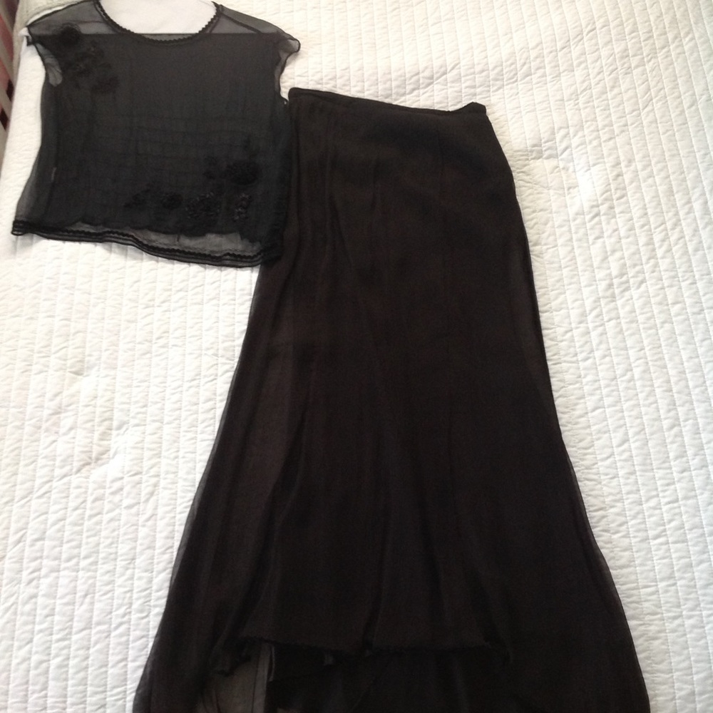 Max Studio Matching 100% Silk Skirt and Top